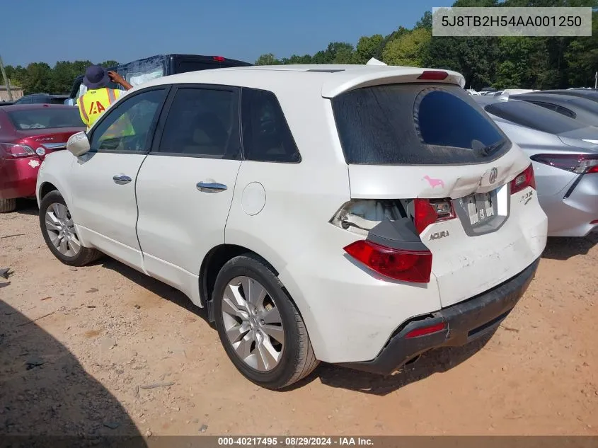 2010 Acura Rdx VIN: 5J8TB2H54AA001250 Lot: 40217495