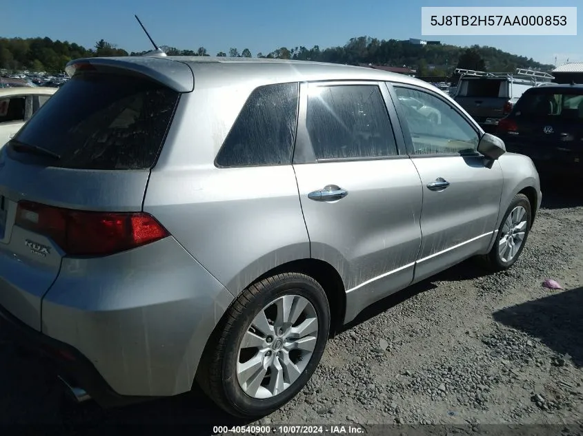 2010 Acura Rdx Tech Pkg VIN: 5J8TB2H57AA000853 Lot: 40540900