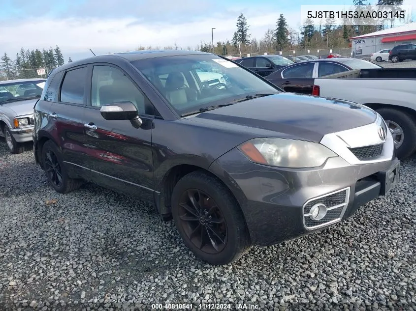 2010 Acura Rdx VIN: 5J8TB1H53AA003145 Lot: 40810541