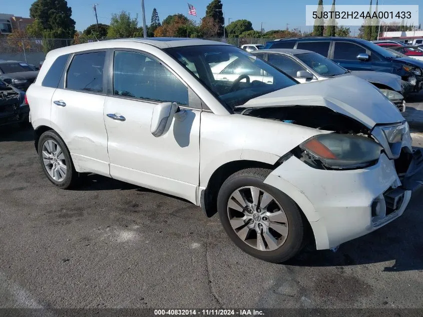 2010 Acura Rdx VIN: 5J8TB2H24AA001433 Lot: 40832014