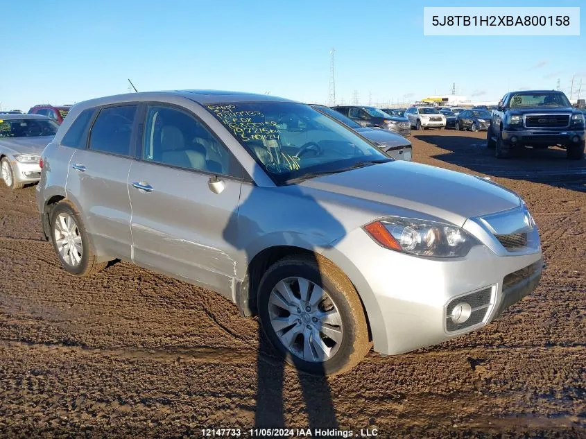 2011 Acura Rdx VIN: 5J8TB1H2XBA800158 Lot: 12147733