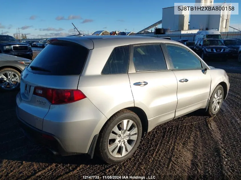 2011 Acura Rdx VIN: 5J8TB1H2XBA800158 Lot: 12147733