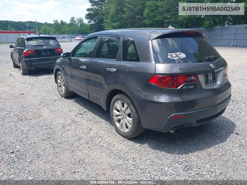 2011 Acura Rdx VIN: 5J8TB1H59BA002549 Lot: 39644788