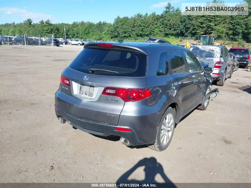 2011 Acura Rdx VIN: 5J8TB1H53BA003969 Lot: 39755681