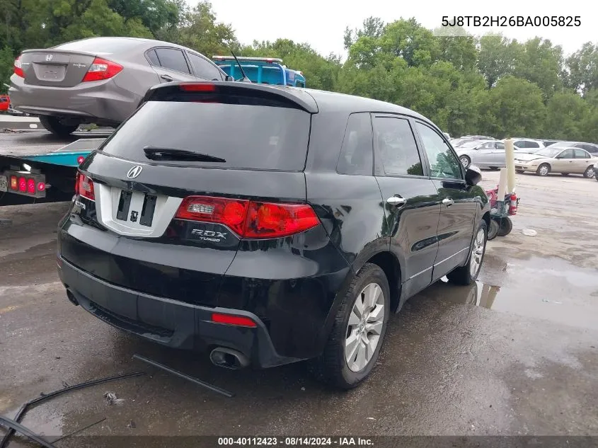 2011 Acura Rdx VIN: 5J8TB2H26BA005825 Lot: 40112423