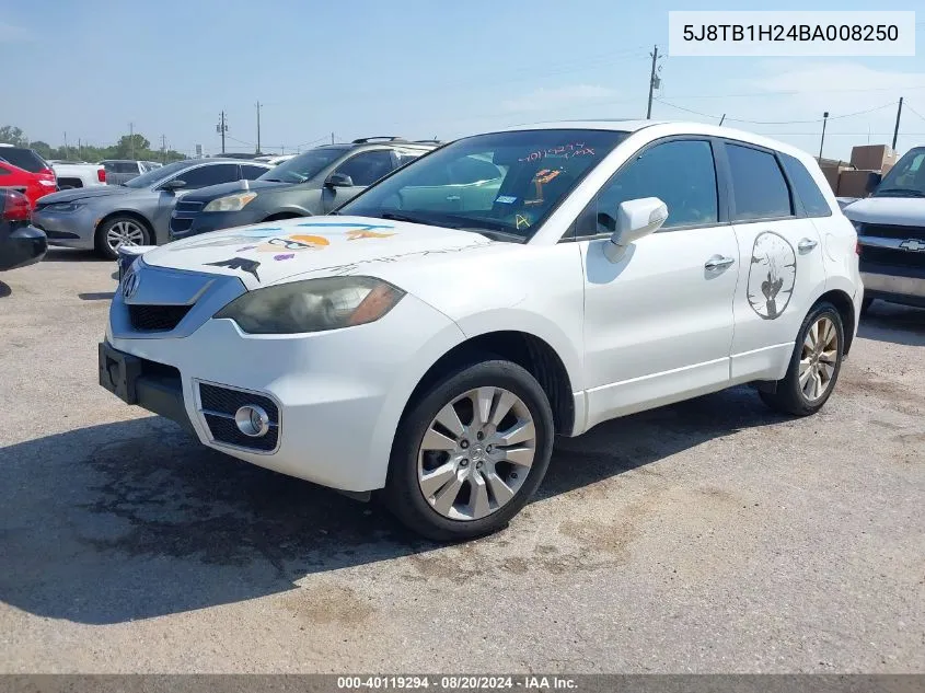 2011 Acura Rdx VIN: 5J8TB1H24BA008250 Lot: 40119294