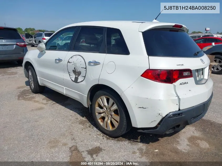 2011 Acura Rdx VIN: 5J8TB1H24BA008250 Lot: 40119294