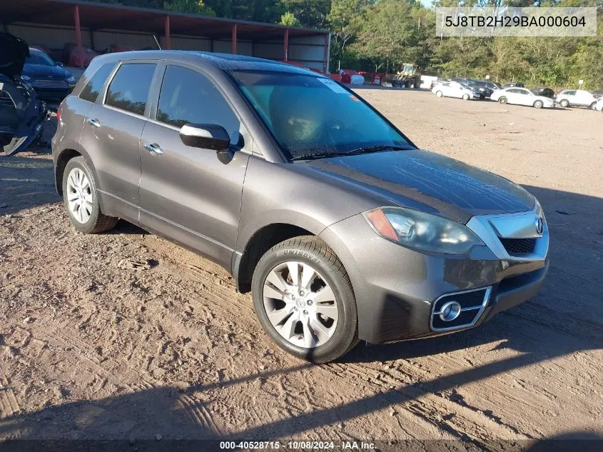 2011 Acura Rdx VIN: 5J8TB2H29BA000604 Lot: 40528715