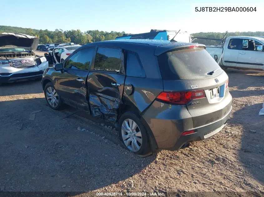 2011 Acura Rdx VIN: 5J8TB2H29BA000604 Lot: 40528715