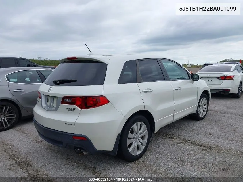 2011 Acura Rdx VIN: 5J8TB1H22BA001099 Lot: 40532184