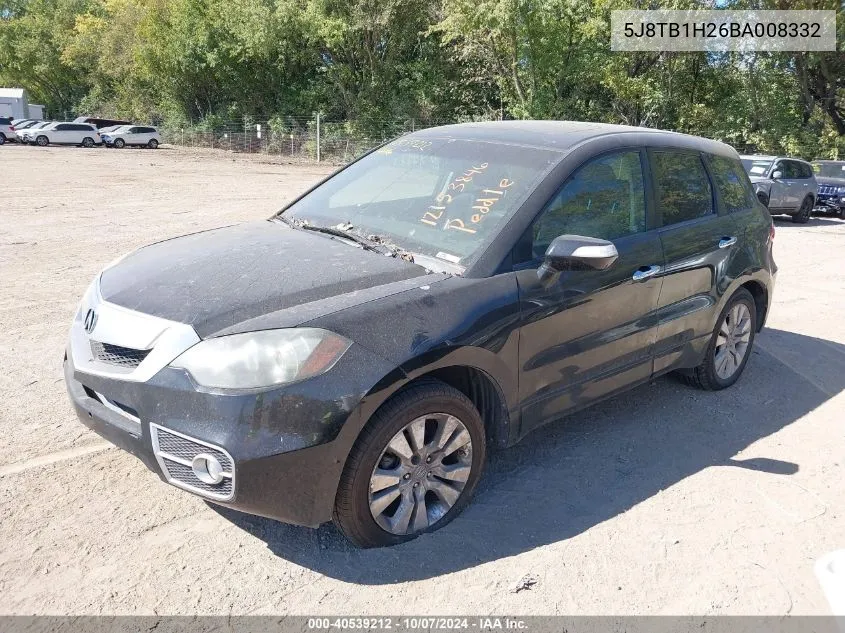 2011 Acura Rdx VIN: 5J8TB1H26BA008332 Lot: 40539212