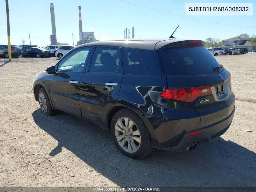 2011 Acura Rdx VIN: 5J8TB1H26BA008332 Lot: 40539212