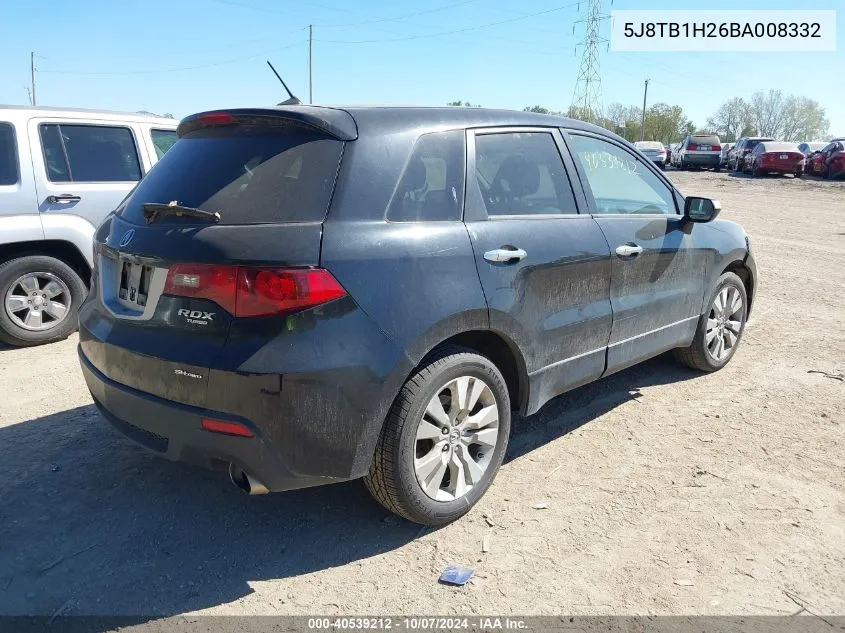 2011 Acura Rdx VIN: 5J8TB1H26BA008332 Lot: 40539212