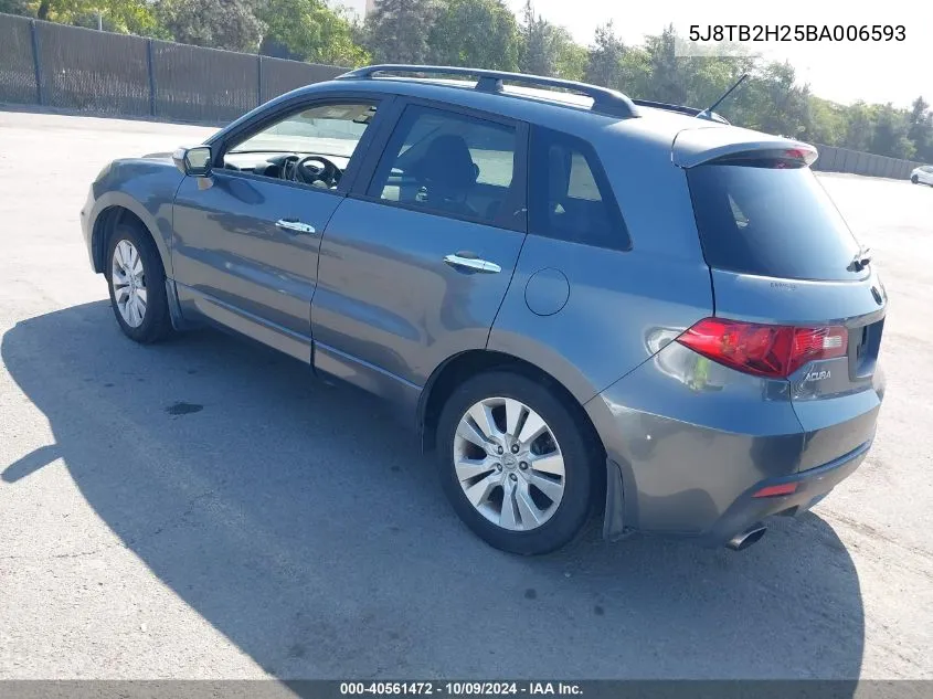 2011 Acura Rdx VIN: 5J8TB2H25BA006593 Lot: 40561472