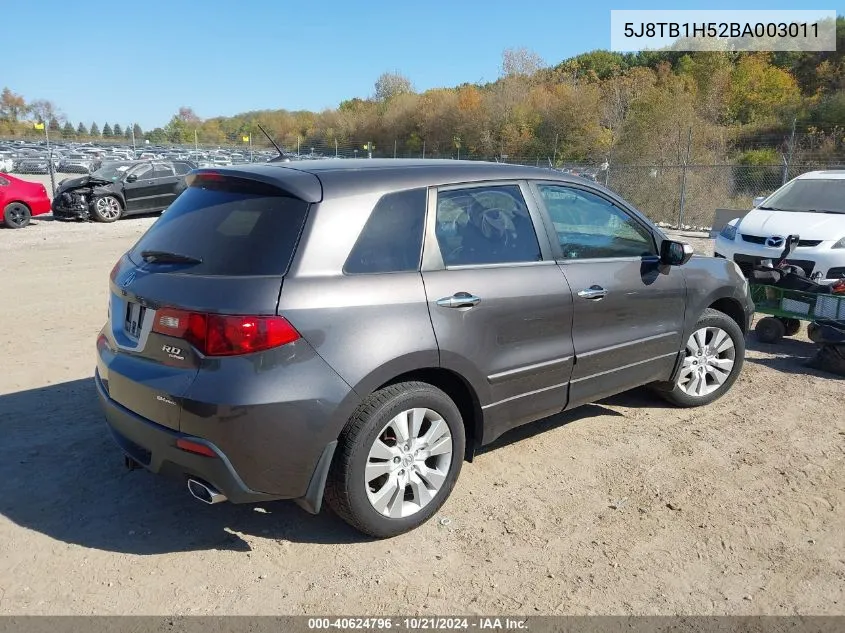 2011 Acura Rdx Technology VIN: 5J8TB1H52BA003011 Lot: 40624796