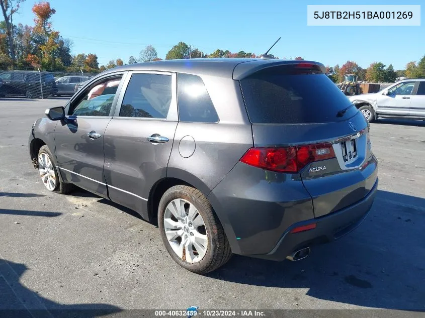 2011 Acura Rdx VIN: 5J8TB2H51BA001269 Lot: 40632459