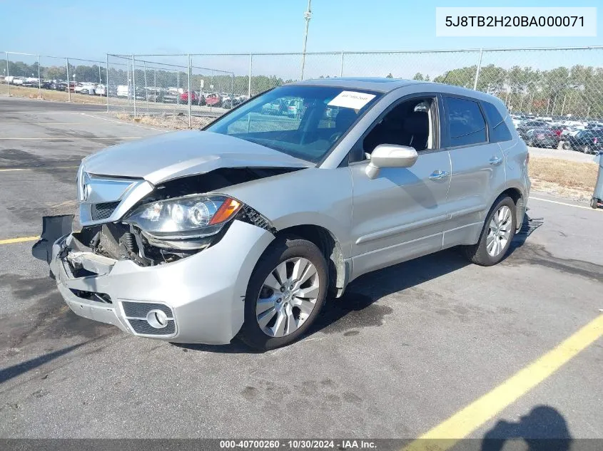 2011 Acura Rdx VIN: 5J8TB2H20BA000071 Lot: 40700260