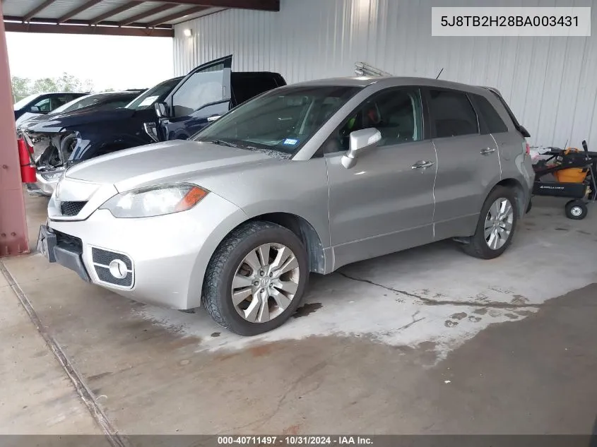 2011 Acura Rdx VIN: 5J8TB2H28BA003431 Lot: 40711497