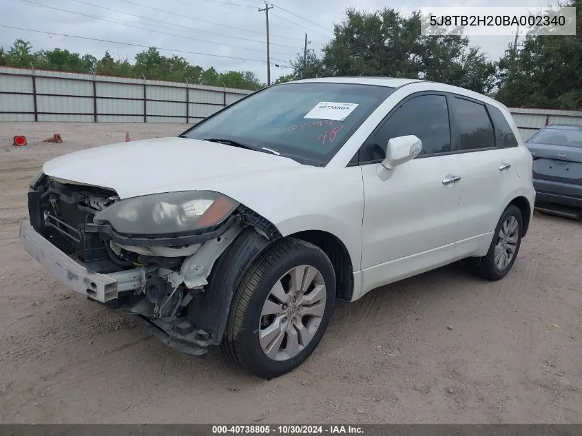 2011 Acura Rdx VIN: 5J8TB2H20BA002340 Lot: 40738805