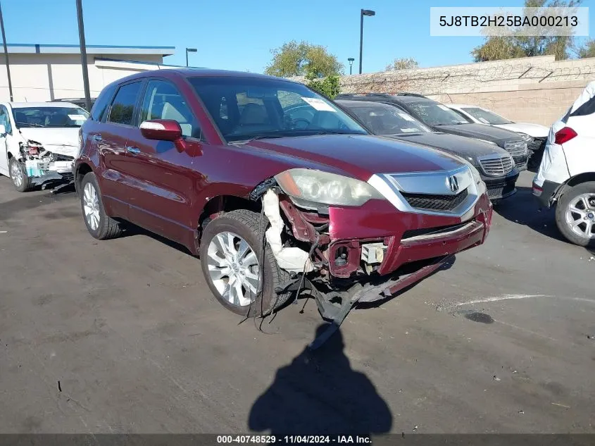 2011 Acura Rdx VIN: 5J8TB2H25BA000213 Lot: 40748529