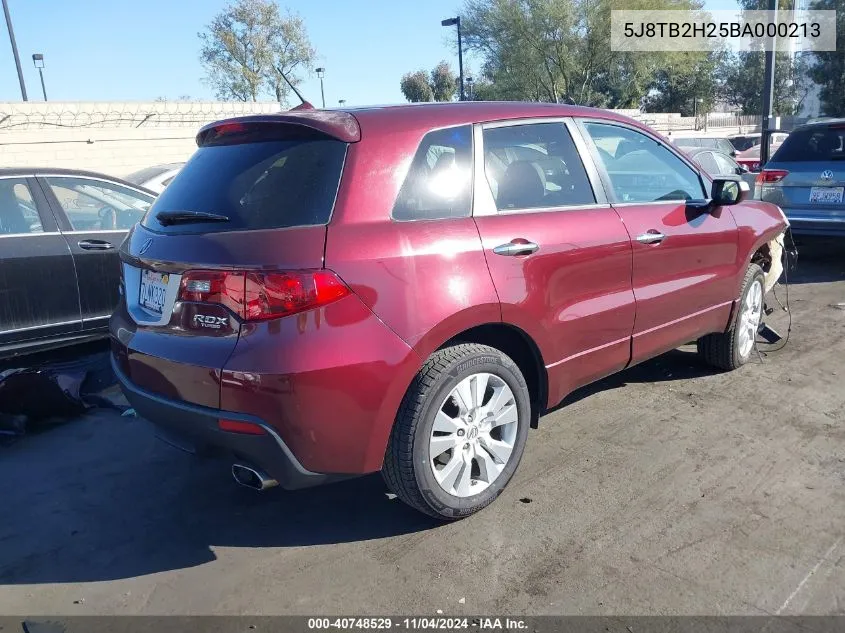 2011 Acura Rdx VIN: 5J8TB2H25BA000213 Lot: 40748529