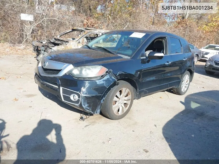 2011 Acura Rdx VIN: 5J8TB1H51BA001234 Lot: 40751626