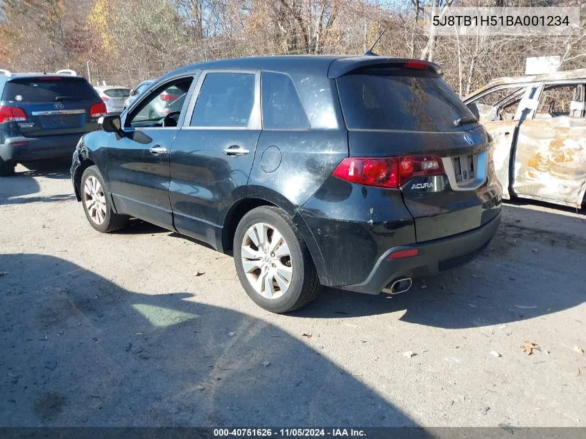 2011 Acura Rdx VIN: 5J8TB1H51BA001234 Lot: 40751626