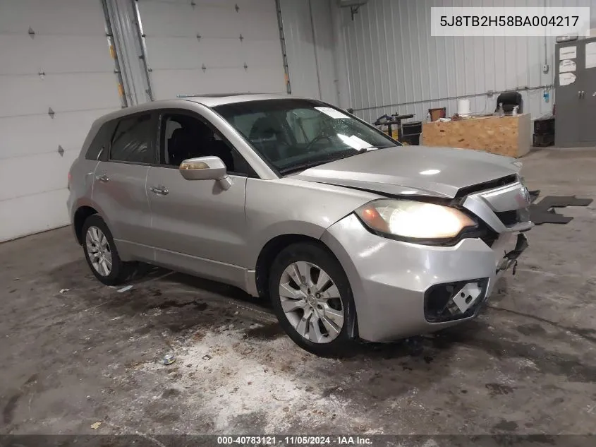 2011 Acura Rdx VIN: 5J8TB2H58BA004217 Lot: 40783121