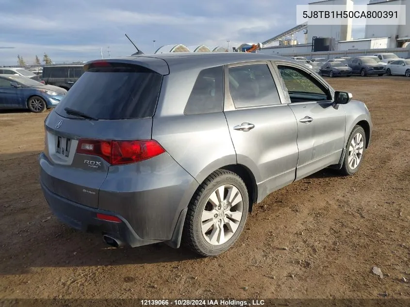 2012 Acura Rdx VIN: 5J8TB1H50CA800391 Lot: 12139066