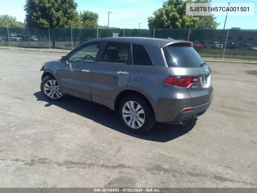 2012 Acura Rdx VIN: 5J8TB1H57CA001501 Lot: 39786593