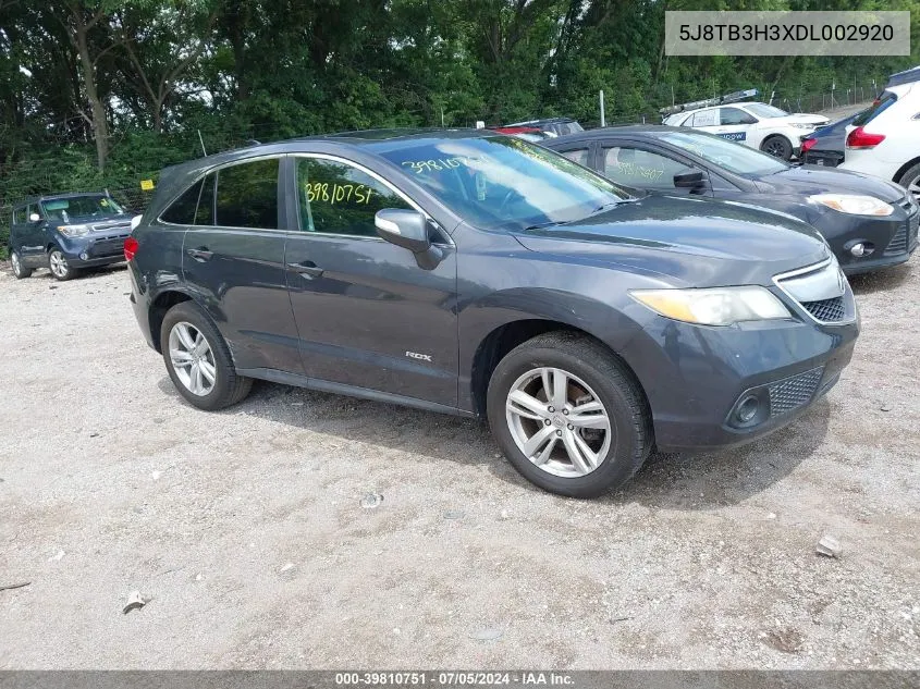 2013 Acura Rdx VIN: 5J8TB3H3XDL002920 Lot: 39810751