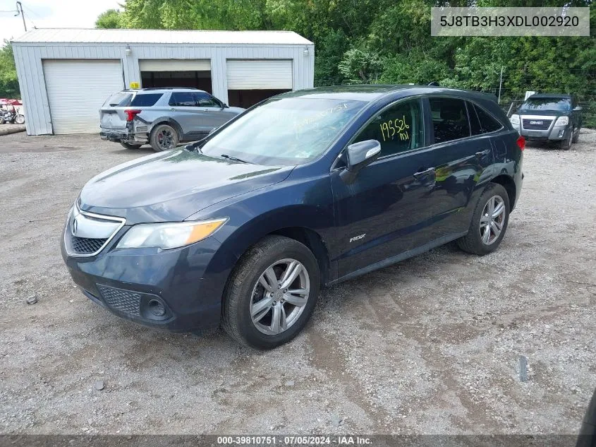 2013 Acura Rdx VIN: 5J8TB3H3XDL002920 Lot: 39810751