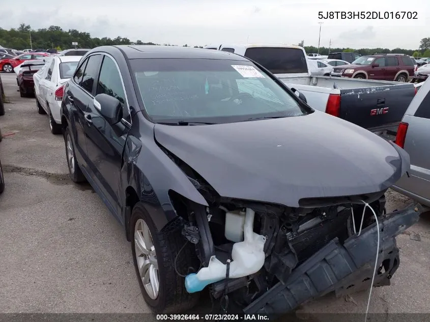 2013 Acura Rdx VIN: 5J8TB3H52DL016702 Lot: 39926464