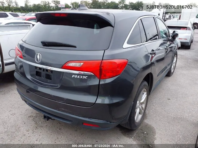 2013 Acura Rdx VIN: 5J8TB3H52DL016702 Lot: 39926464