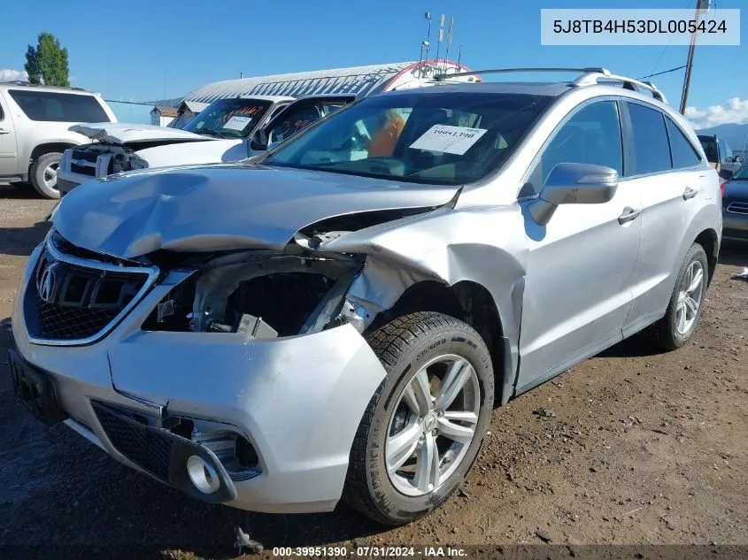 2013 Acura Rdx VIN: 5J8TB4H53DL005424 Lot: 39951390