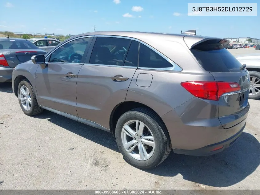 2013 Acura Rdx VIN: 5J8TB3H52DL012729 Lot: 39968603