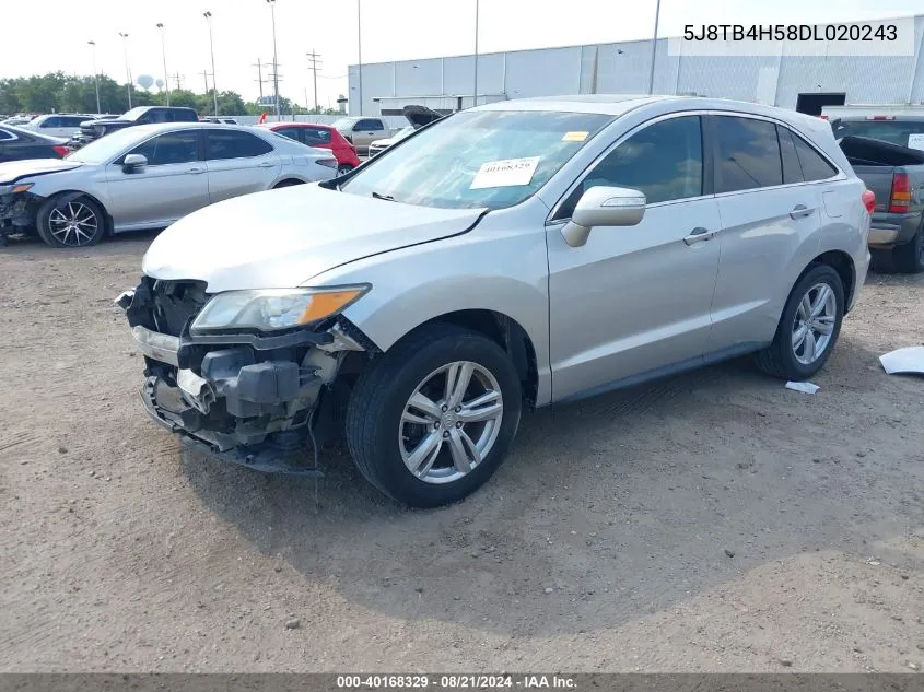 2013 Acura Rdx VIN: 5J8TB4H58DL020243 Lot: 40168329