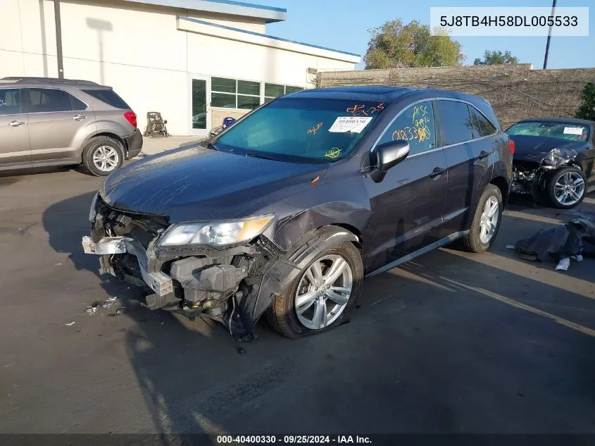 2013 Acura Rdx VIN: 5J8TB4H58DL005533 Lot: 40400330