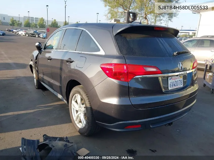 2013 Acura Rdx VIN: 5J8TB4H58DL005533 Lot: 40400330