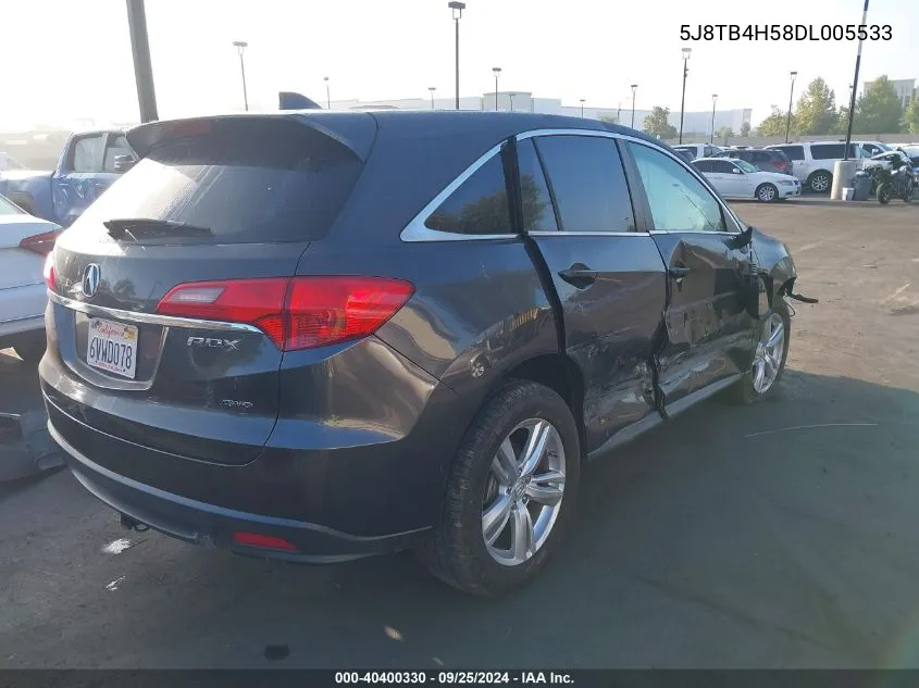 2013 Acura Rdx VIN: 5J8TB4H58DL005533 Lot: 40400330