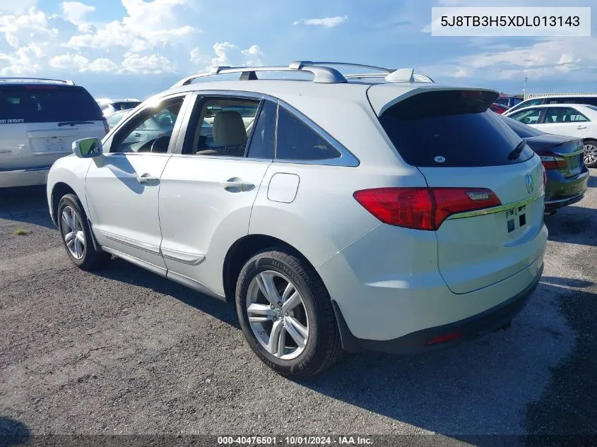 2013 Acura Rdx VIN: 5J8TB3H5XDL013143 Lot: 40476501