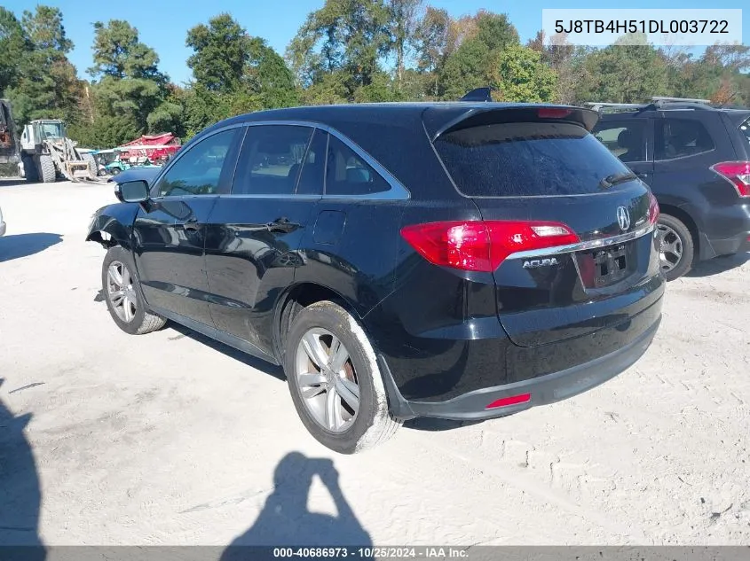 2013 Acura Rdx VIN: 5J8TB4H51DL003722 Lot: 40686973