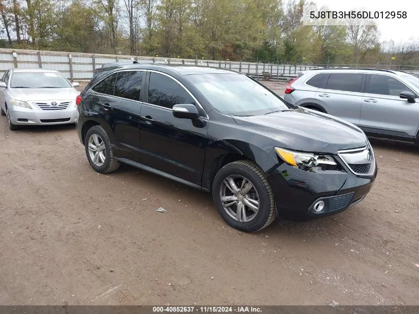 2013 Acura Rdx VIN: 5J8TB3H56DL012958 Lot: 40852637