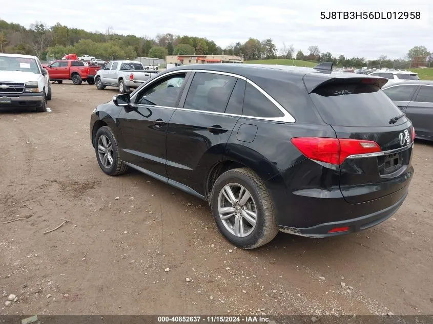 2013 Acura Rdx VIN: 5J8TB3H56DL012958 Lot: 40852637