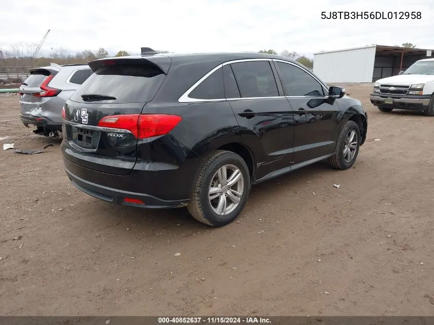 2013 Acura Rdx VIN: 5J8TB3H56DL012958 Lot: 40852637