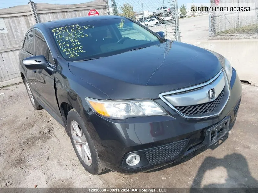 2014 Acura Rdx Technology VIN: 5J8TB4H58EL803953 Lot: 12096830