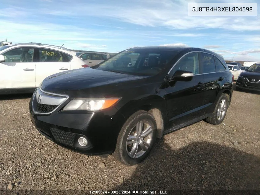 2014 Acura Rdx VIN: 5J8TB4H3XEL804598 Lot: 12105874