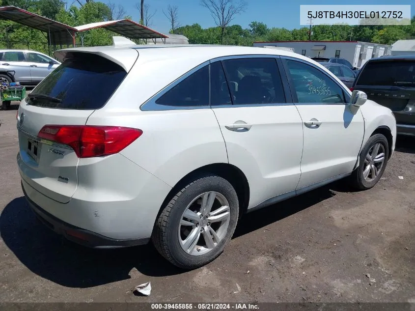 5J8TB4H30EL012752 2014 Acura Rdx