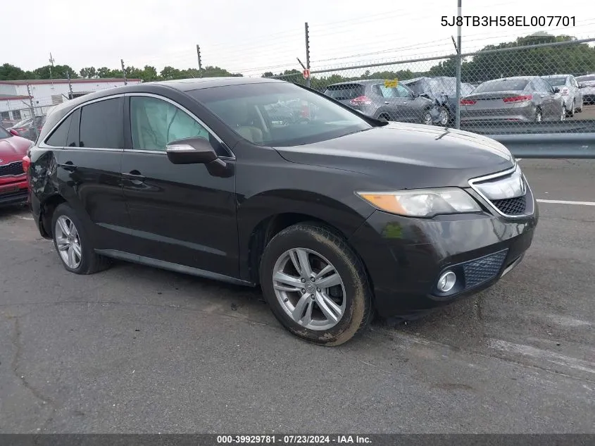 2014 Acura Rdx VIN: 5J8TB3H58EL007701 Lot: 39929781