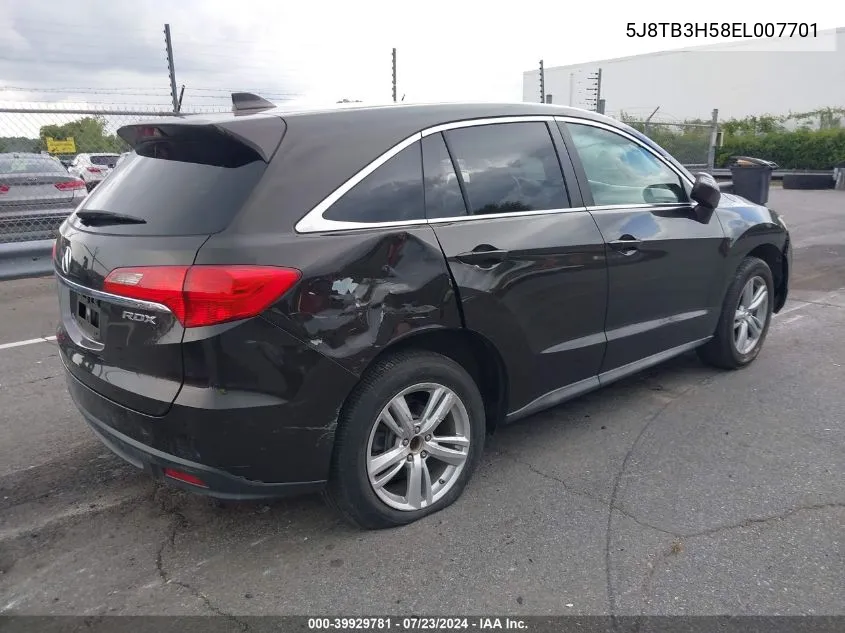 2014 Acura Rdx VIN: 5J8TB3H58EL007701 Lot: 39929781